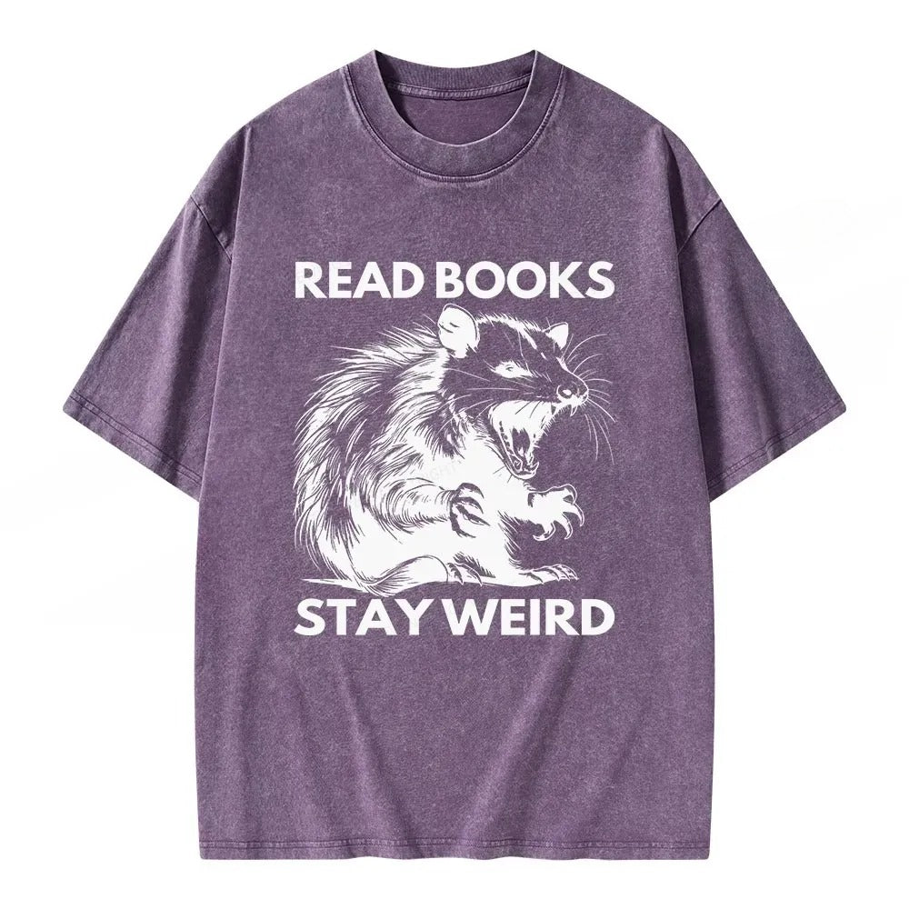 Read Books Stay Weird Unisex Washed T-shirt