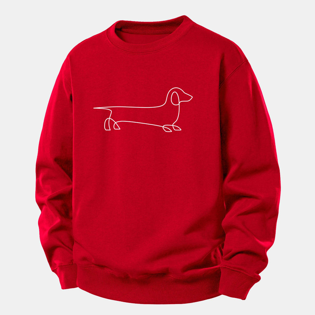 Line Dachshund Print Relax Fit Sweatshirt