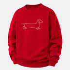 Line Dachshund Print Relax Fit Sweatshirt