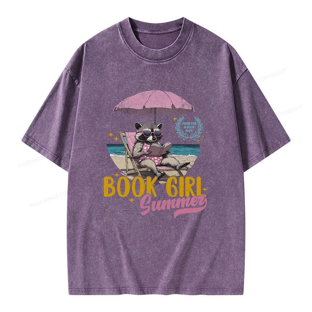 Book Girl Summer Unisex Washed T-shirt