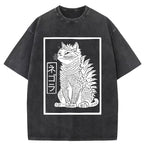 Fierce Catzilla Funny Washed T-Shirt