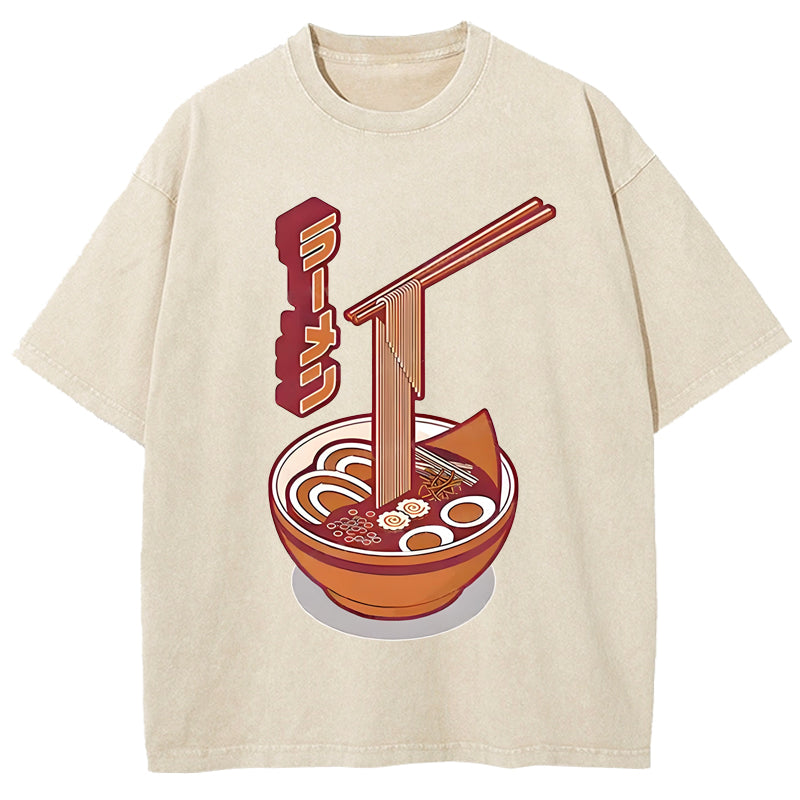 Retro Japanese Ramen Washed T-Shirt