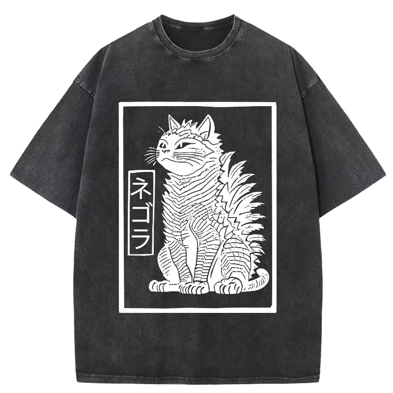Fierce Catzilla Funny Washed T-Shirt