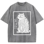 Fierce Catzilla Funny Washed T-Shirt