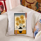 Sunflowers Ukiyo-e  Cushion Pillow