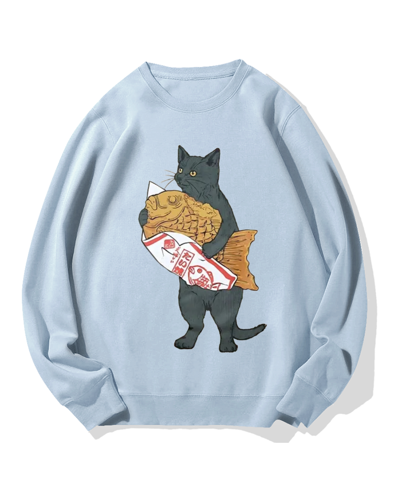 Cat holding taiyaki Cotton Sweatshirt