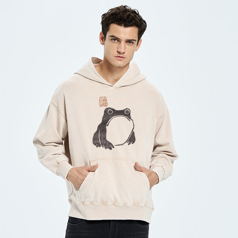 Matsumoto Hoji Woodblock Print Frog Washed Hoodie