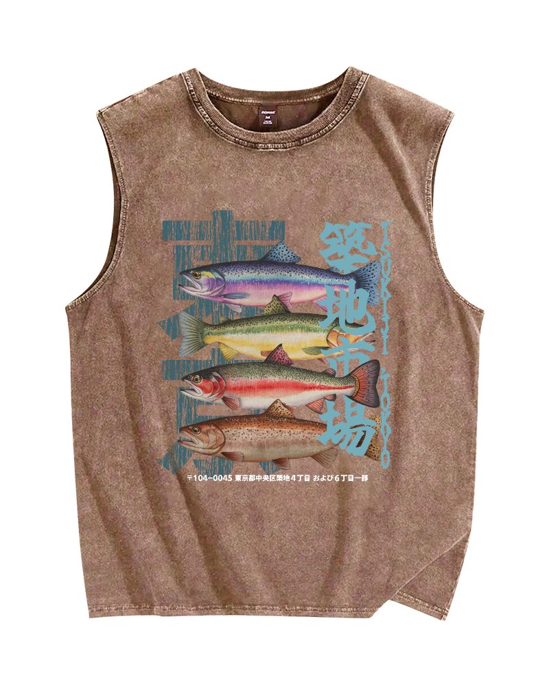 Tsukiji Fish Vintage Distressed Washed Tank Top