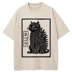 Fierce Catzilla Funny Washed T-Shirt
