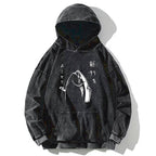 Japanese Fish Hold Up White Washed Hoodie