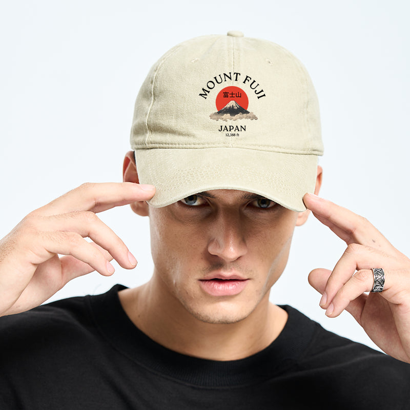 Japan Mount Fuji Sun Unisex Washed Cap