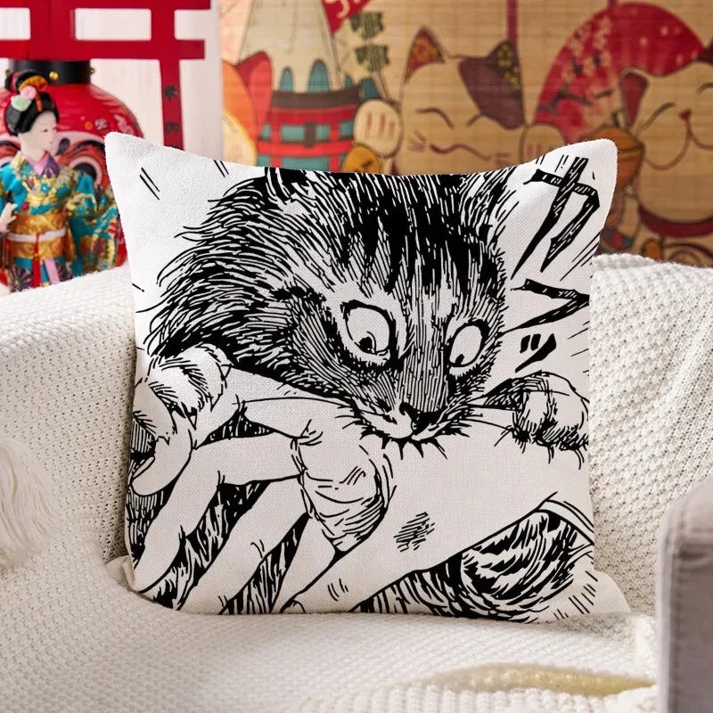 Creepy Cat Anime Horror Anteater Cushion Pillow