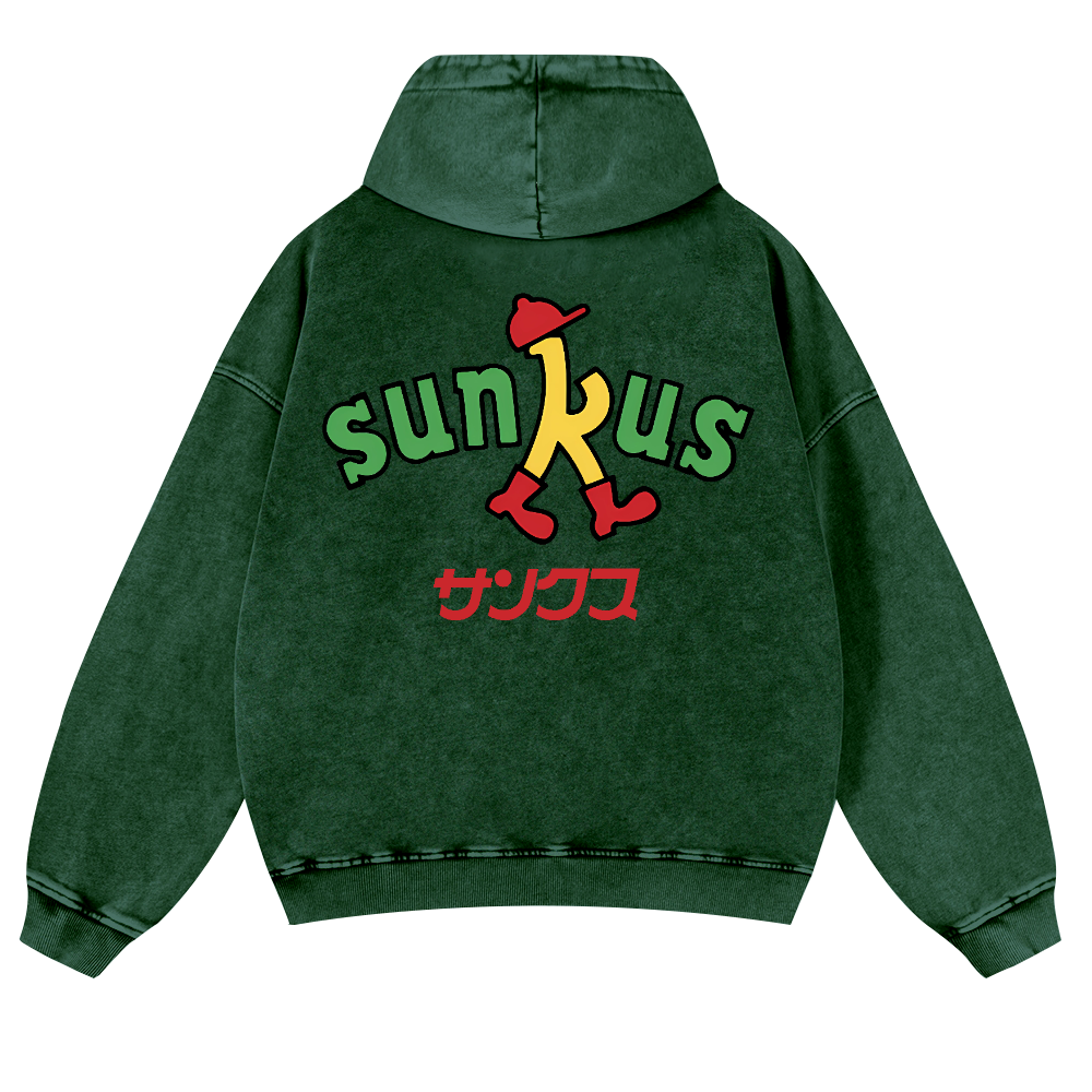 Circle K Sunkus Vintage Washed Cotton Back Art Hoodie
