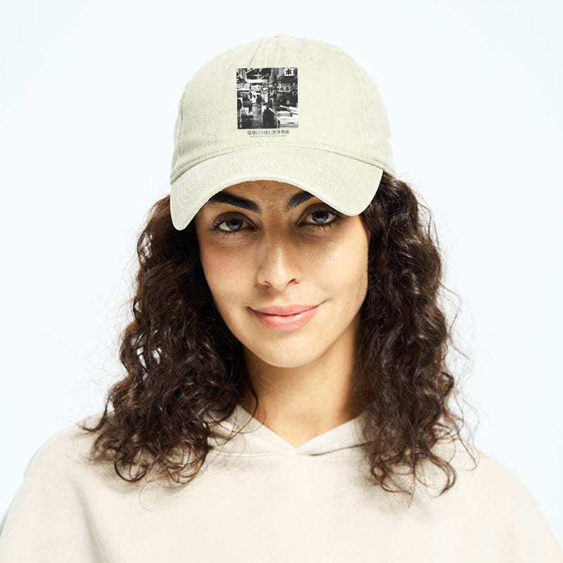 Tsukiji Fish Market Photo Washed Cap