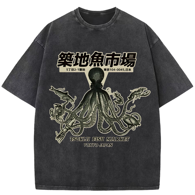 Tsukiji Fish Market Washed T-Shirt