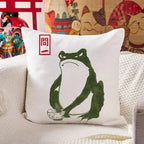 Woodblock Print Frog Cushion Pillow