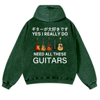 Guitars Vintage Washed Cotton Back Art Hoodie