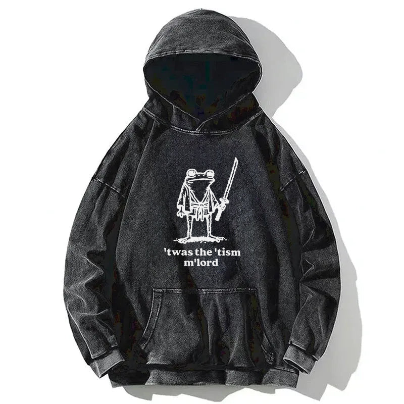 Focused Samurai Frog Washed Hoodie