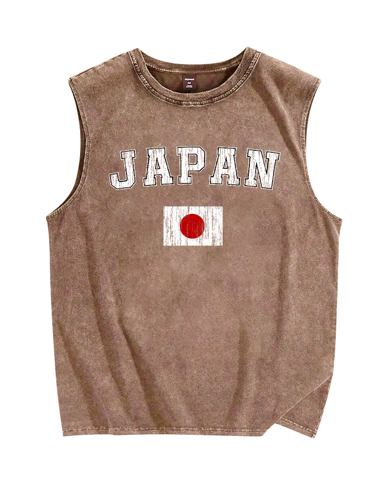 Japan Flag Vintage Distressed Washed Tank Top