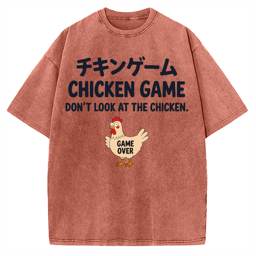 Chicken Game Funny Vintage Washed T-shirt