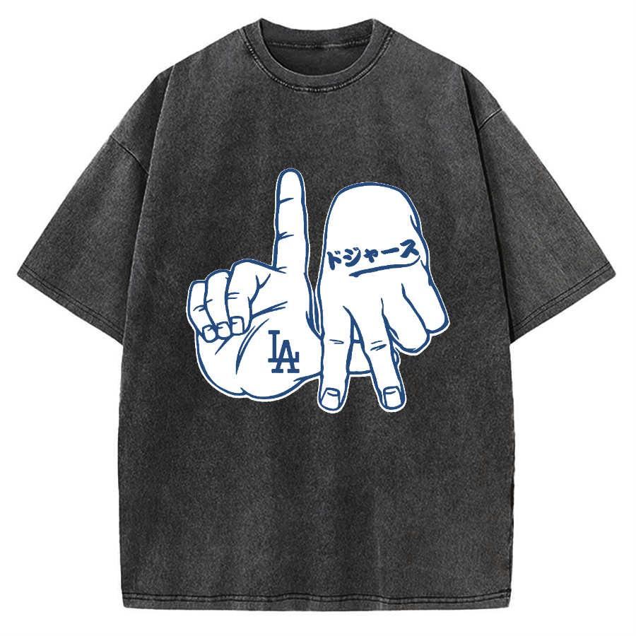 LA  Sign & Baseball Vintage Washed T-shirt