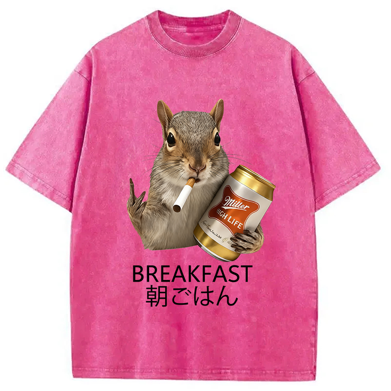 Funny Breakfast Washed T-Shirt
