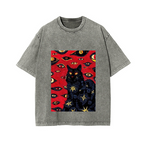 Cat Vintage Wash Japanese Design T-Shirt