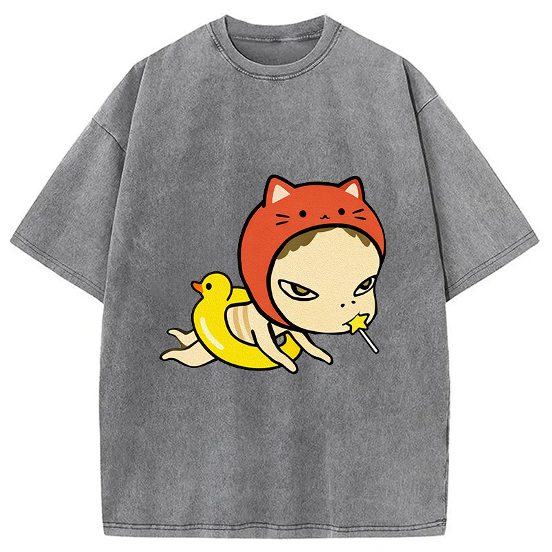Red Hat Girl Washed T-Shirt