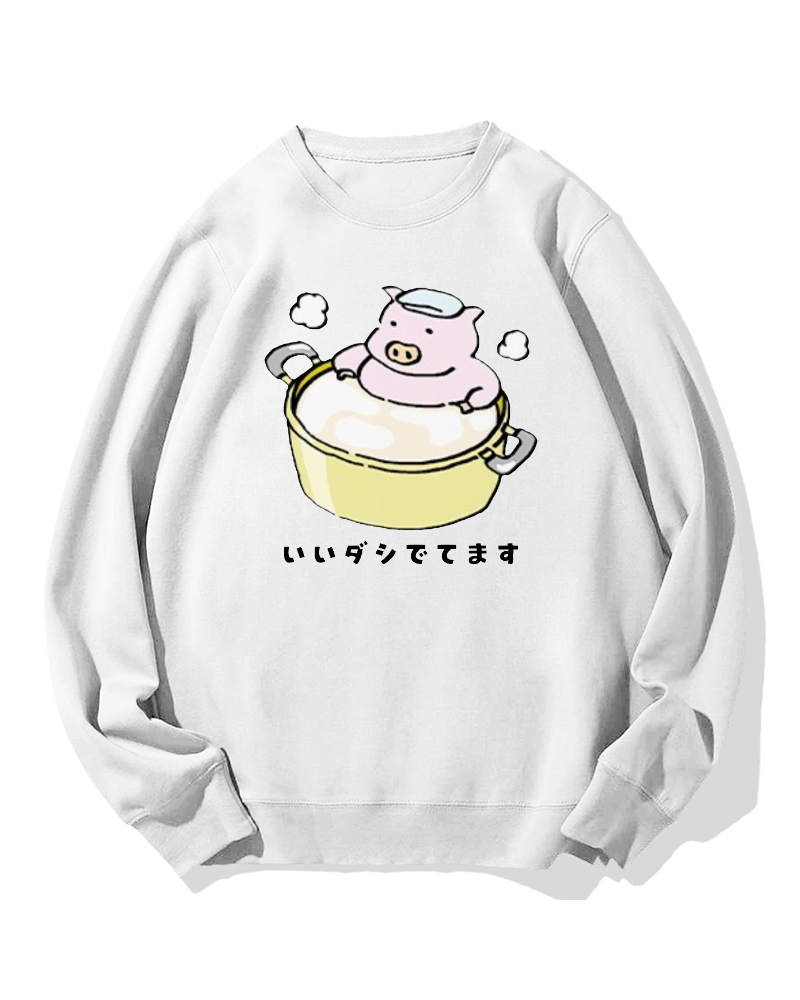 Piggy Onsen Cotton Sweatshirt
