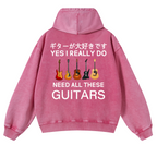 Guitars Vintage Washed Cotton Back Art Hoodie