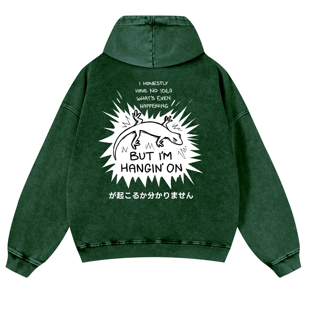 Gecko Vintage Washed Cotton Back Art Hoodie