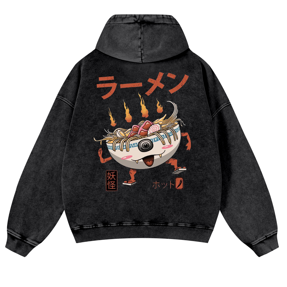 Ramen Vintage Washed Cotton Back Art Hoodie