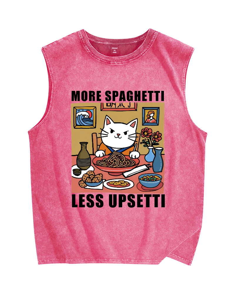More Spaghetti Less Upsetti Vintage Distressed Washed Tank Top