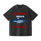 Tsukiji Market Tuna Fish Tokyo Japan Vintage Wash Japanese Design T-Shirt