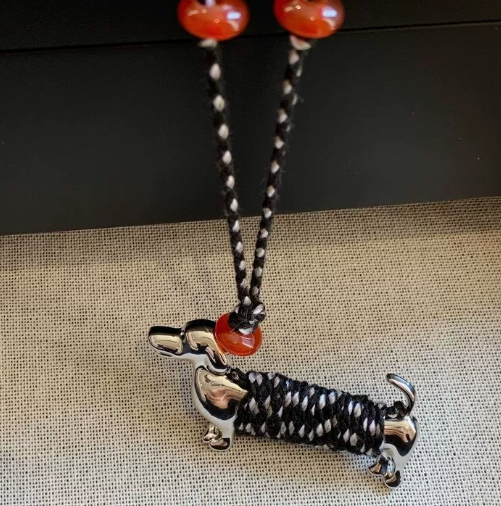 Dachshund Woven Pendant Necklace