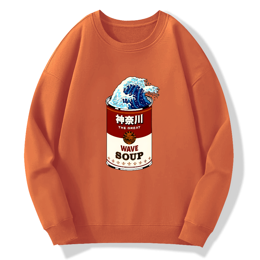 Kanagawa Retro Cotton Pullover Sweatshirt