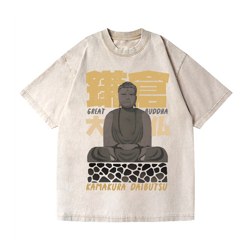 Kamakura Daibutsu Great Buddha Vintage Wash Japanese Design T-Shirt