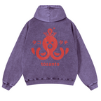 Octopus Vintage Washed Cotton Back Art Hoodie