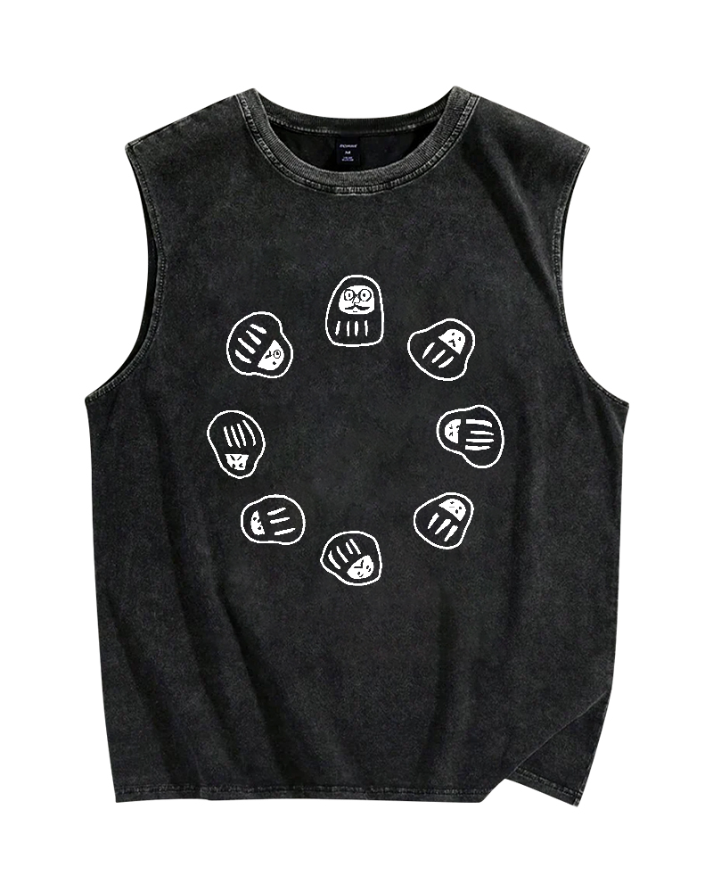 Japan Small Daruma Vintage Distressed Washed Tank Top