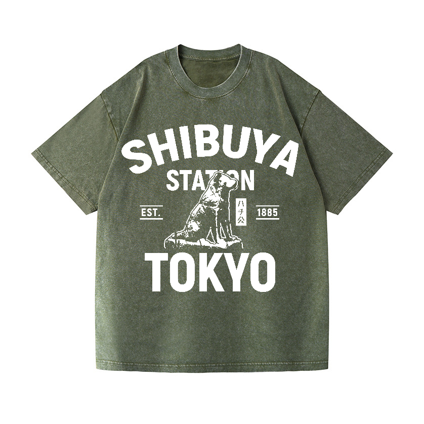 Shibuya Hachiko Vintage Wash Japanese Design T-Shirt