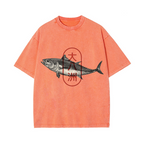 Great Eight Islands of Japan Tuna Fish Vintage Wash Japanese Design T-Shirt