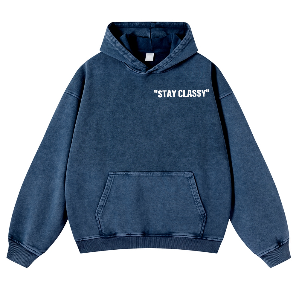 Stay Classy Bird Vintage Washed Cotton Back Art Hoodie