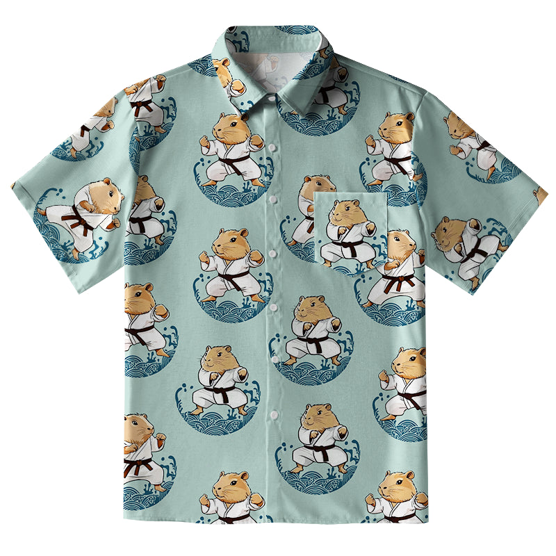 Cute Capybara Taekwondo Button-up Shirt