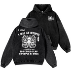 Octopus Vintage Washed Cotton Back Art Hoodie