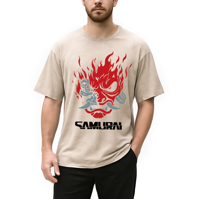 Vintage Samurai Retro Japanese Washed T-Shirt