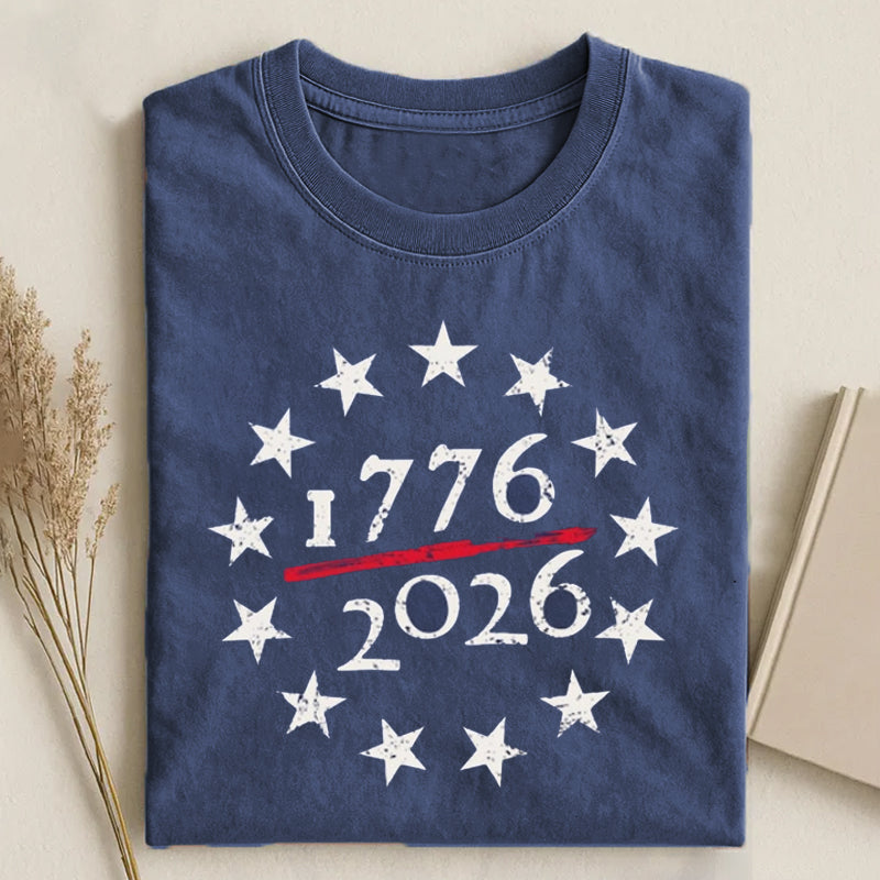 Unisex 250th Birthday USA Printed Washed Folded T-shirt