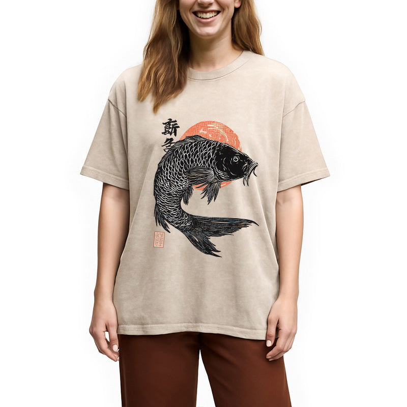 Vintage Koi Rice Sack Washed T-Shirt