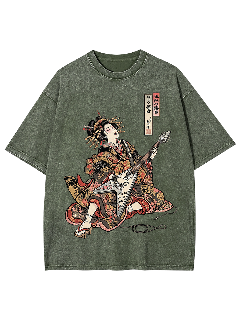 Unisex Geisha Riot Printed Washed Tee