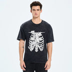Cat Lying On The Skeleton Washed T-Shirt