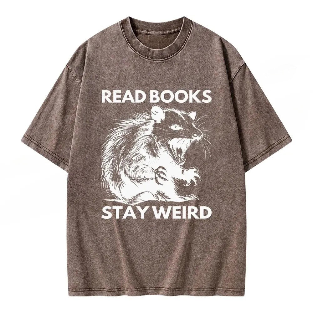 Read Books Stay Weird Unisex Washed T-shirt